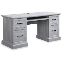 BELLEZE Rhudi 62" Executive Desk, Stone Gray