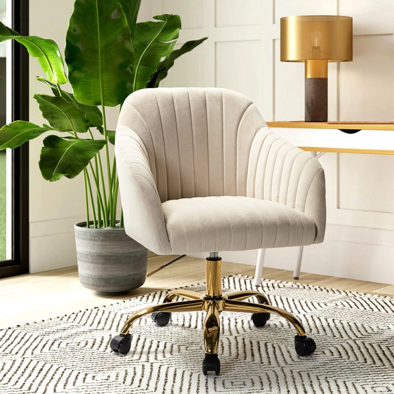 Karat Home Swivel Task Chair With Tufted Back, Tan 4 Karat Home Swivel Task Chair With Tufted Back, Tan - Image 2