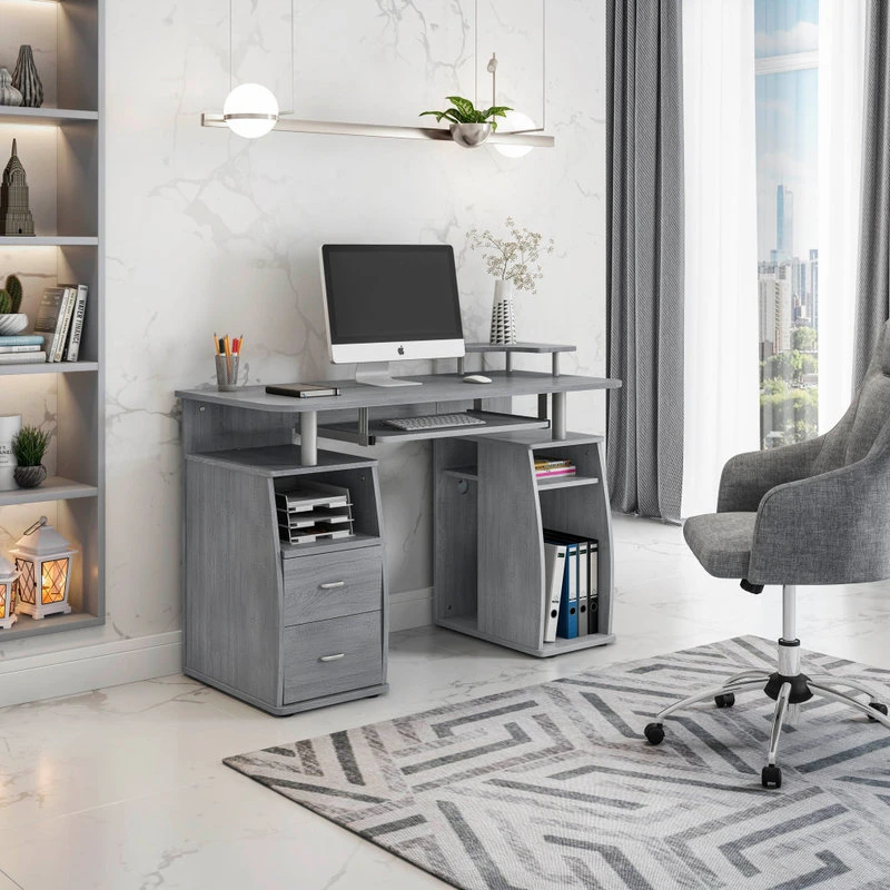 Rta Products- L Techni Mobili Complete Computer Workstation Desk With Storage, Grey 3 Rta Products- L Techni Mobili Complete Computer Workstation Desk With Storage, Grey