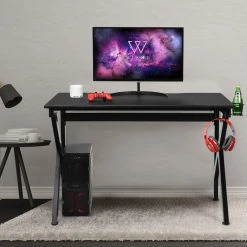 Costway Gaming Desk Computer Table E-Sports K-Shaped W/ Cup Holder Hook New -Boraam Industries Shop 42412cea0c0b3136 3203 w800 h800 b0 p0