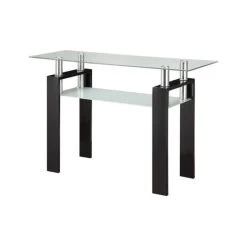 Bowery Hill Glass Top Console Table In Black