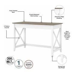 Bush Business Furniture Key West 48W Writing Desk In Pure White And Shiplap Gray - Engineered Wood -Boraam Industries Shop 45e12fdd0fc1f6e6 9551 w800 h800 b1 p0