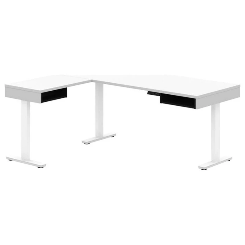 Bestar Pro-Vega L Shaped Adjustable Standing Desk In White And Black 3 Bestar Pro-Vega L Shaped Adjustable Standing Desk In White And Black