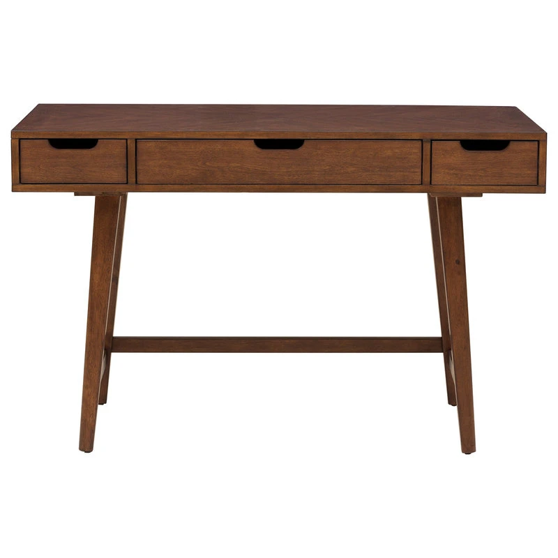 PRI HomeFare Mid-Century Wood Writing Desk In Walnut Brown 3 PRI HomeFare Mid-Century Wood Writing Desk In Walnut Brown