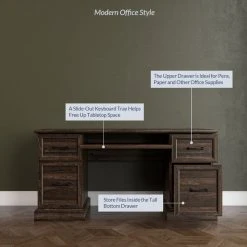 BELLEZE Rhudi 62" Executive Desk, Dark Walnut -Boraam Industries Shop 46c10ba001c42eb6 2902 w800 h800 b0 p0