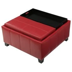 Decorn Contemporary Storage Ottoman, PU Leather Upholstery & 2 Flip Over Trays, Red 9 Decorn Contemporary Storage Ottoman, PU Leather Upholstery & 2 Flip Over Trays, Red -Boraam Industries Shop 46f1233d0148b230 0707 w800 h800 b1 p0