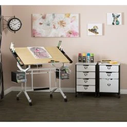 Studio Designs Home Office Pro Craft Station Table, White, Maple, Ups Box -Boraam Industries Shop 47414e880c019f08 4833 w800 h800 b0 p0