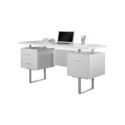 Monarch Specialties Computer Desk - 60"L / White / Silver Metal
