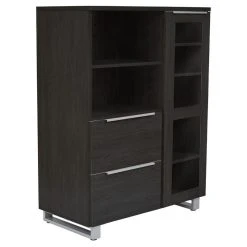 Unique Furniture Contemporary Highboard With Doors In Espresso
