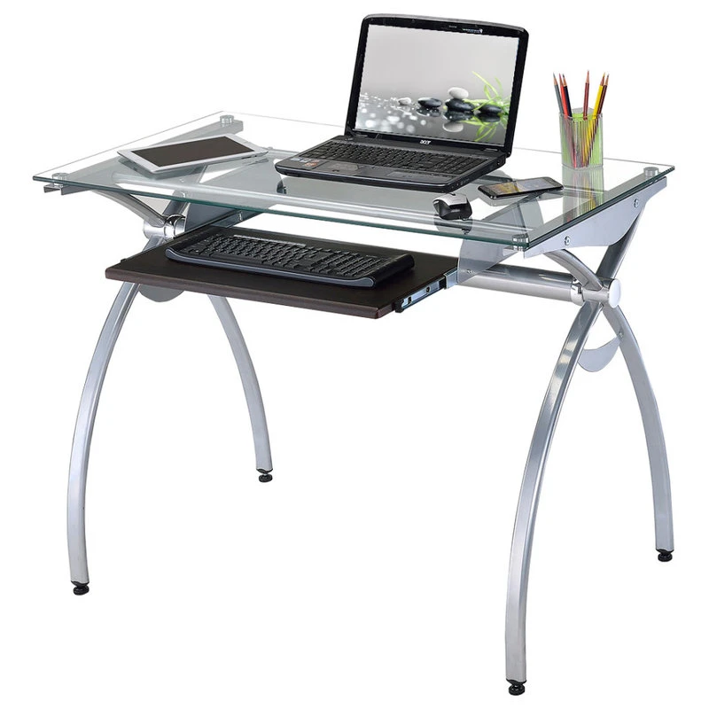 Rta Products- L Techni Mobili Glass-Top Computer Desk 4 Rta Products- L Techni Mobili Glass-Top Computer Desk - Image 2