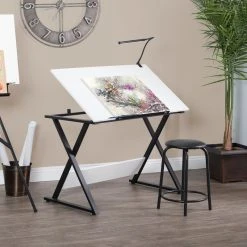 Studio Designs Axiom Craft Drawing Table, Charcoal/White -Boraam Industries Shop 496194470c01a135 7870 w800 h800 b0 p0