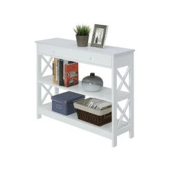 Convenience Concepts Oxford Console Table With Drawer In White Wood Finish