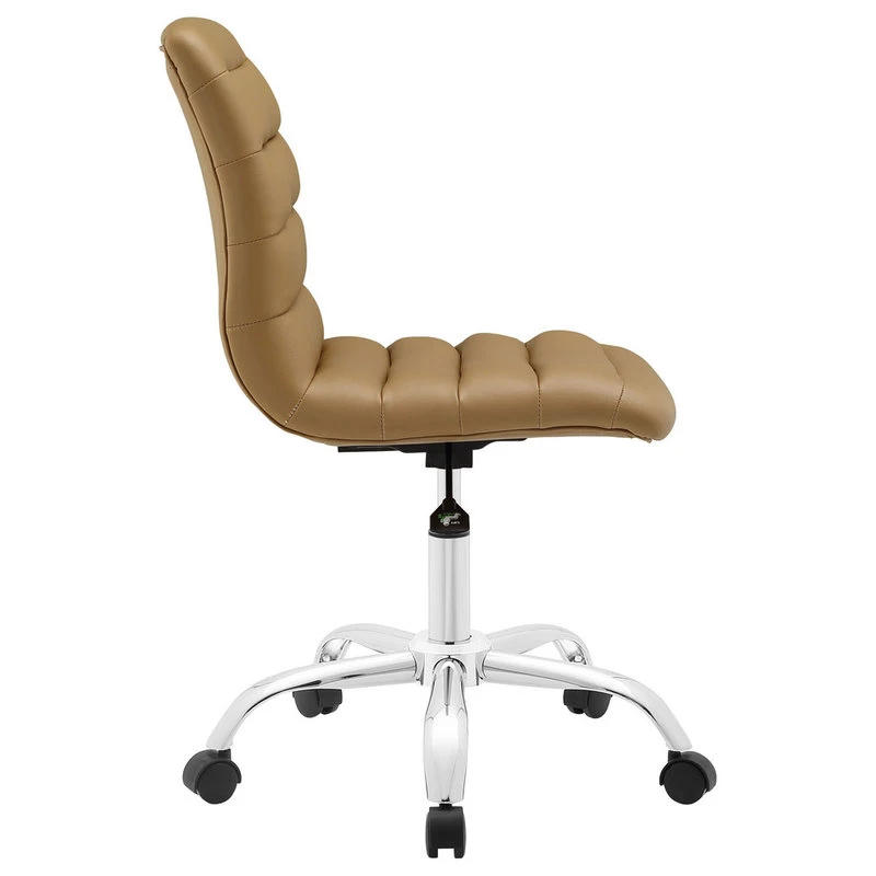 Modway Ripple Armless Mid Back Vinyl Office Chair, Tan 5 Modway Ripple Armless Mid Back Vinyl Office Chair, Tan - Image 3