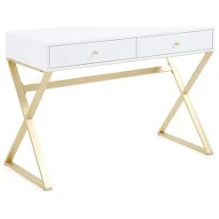 Belleze 42" Home Office Writing Computer Desk, X-Shaped Legs, White