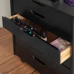 Linon Home Decor Products Linon Cary Black Six Drawer Wide Rolling Storage Cart CT41BLK01 -Boraam Industries Shop 4f21f8f50223a62b 5456 w800 h800 b0 p0