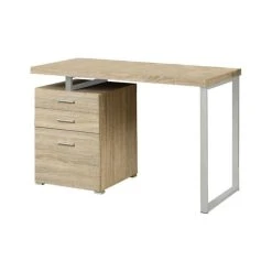 Monarch Computer Desk Home Office Laptop Storage Drawers 48"L Work Metal Natural