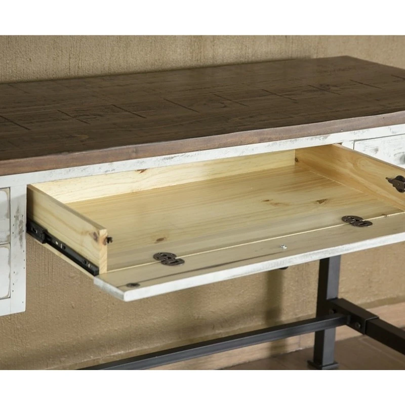 Crafters And Weavers Greenview Rustic Industrial Modern 60" Desk, White 4 Crafters And Weavers Greenview Rustic Industrial Modern 60" Desk, White - Image 2