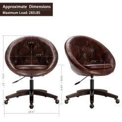 Duhome Elegant Lifestyle Mid-Century Button Tufted Faux Leather Rolling Chair, Dark Brown -Boraam Industries Shop 51a1d3d5003f0273 7529 w800 h800 b1 p0