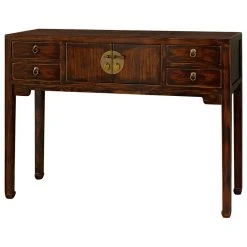 China Furniture And Arts Mahogany Finish Elmwood Chinese Mandarin Console