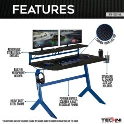 Rta Products- L Techni Sport Blue Stryker Gaming Desk, Blue 12 Rta Products- L Techni Sport Blue Stryker Gaming Desk, Blue -Boraam Industries Shop 5321c1500dc46ea1 7135 w800 h800 b0 p0