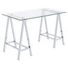 Office Star Products Middleton Desk With Clear Glass Top And Chrome Base