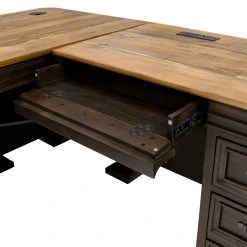 Martin Furniture Executve L-Desk And Return With Solid Wood Plank Tops, Fully Assembled, Brown -Boraam Industries Shop 534166b900b951dd 1091 w800 h800 b0 p0