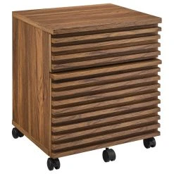 Modway Render Wood File Cabinet With Plastic Casters In Walnut