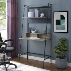 Walker Edison 36" Urban Industrial Metal And Wood Ladder Computer Desk, Gray Wash -Boraam Industries Shop 5441715d0d5d94d2 6226 w800 h800 b0 p0