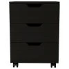 FM FURNITURE Lyon Mobile 3 Drawer Filing Cabinet With All Metal Hardware, And 3 Drawers, Blac