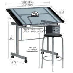 Studio Designs Vision Craft Station And Stool, Silver And Blue Glass -Boraam Industries Shop 5571143c03612c90 3160 w800 h800 b1 p0