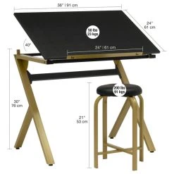 Studio Designs Stellar Drawing Table With 36" Wide Adjustable Top And Padded Stool -Boraam Industries Shop 55916510010177a4 2092 w800 h800 b1 p0