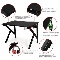 Costway Gaming Desk Computer Table E-Sports K-Shaped W/ Cup Holder Hook New -Boraam Industries Shop 55d11ea40c0b3137 3203 w800 h800 b1 p0