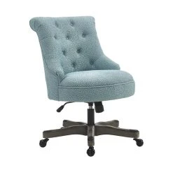 Linon Home Decor Products Linon Sinclair Wood Upholstered Office Chair In Light Blue