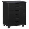 Linon Home Decor Products Linon Cary Black Six Drawer Wide Rolling Storage Cart CT41BLK01 -Boraam Industries Shop 5711c7280223a626 7812 w800 h800 b1 p0
