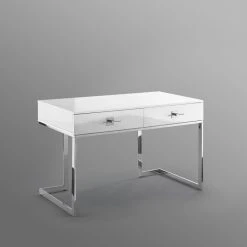 Nicole Miller Moku Desk, 2 Drawers, White And Chrome 17 Nicole Miller Moku Desk, 2 Drawers, White And Chrome -Boraam Industries Shop 57215d340e9f6954 8289 w800 h800 b0 p0