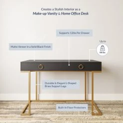 Belleze Modern Home Office Computer Desk, Makeup Vanity Console Table, Black 11 Belleze Modern Home Office Computer Desk, Makeup Vanity Console Table, Black -Boraam Industries Shop 5731354e01386298 7640 w800 h800 b0 p0