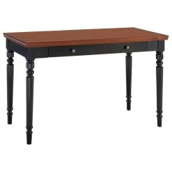 Leick Home Office Farmhouse Writing Desk Drawer In Blac And Russet