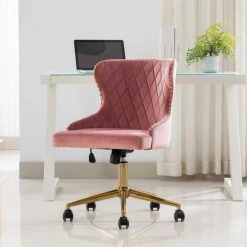Duhome Elegant Lifestyle Nailhead Trim Velvet Home Office Chair, Pink -Boraam Industries Shop 59f1c051005301c1 7911 w800 h800 b0 p0