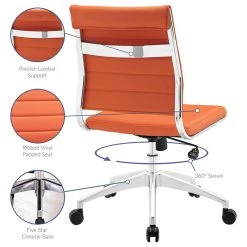 Decorn Modern Office Chair, Armless Design With Ribbed Faux Leather Seat & Back, Orange -Boraam Industries Shop 5a3177df014a9bfc 2333 w800 h800 b1 p0