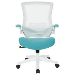 Office Star Products White Screen Back Manager's Chair, Linen Stone Fabric, Linen Turquoise