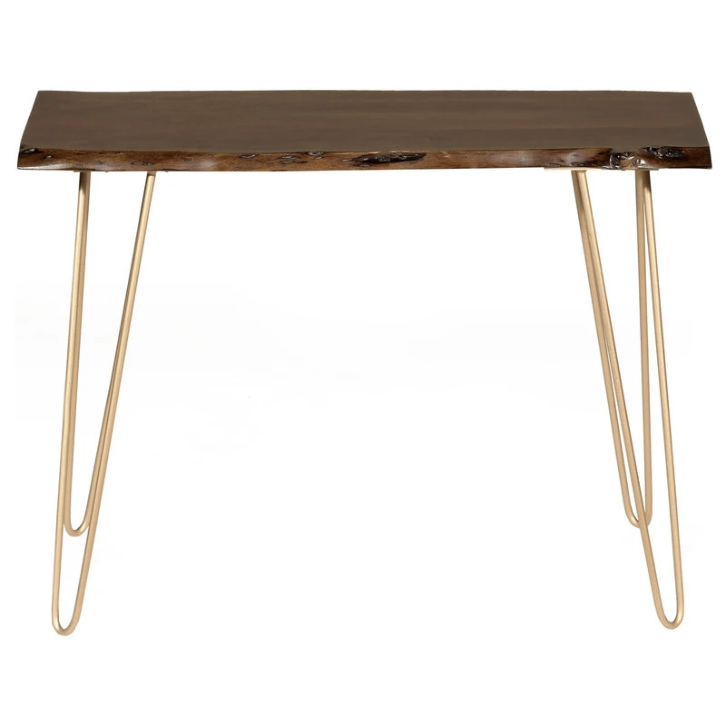 Carolina Classics Seti Live Edge Console Table In Elm And Gold 5 Carolina Classics Seti Live Edge Console Table In Elm And Gold - Image 3