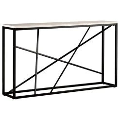 SEI Furniture Deveron Faux Marble Skinny Console Table, Matte Black