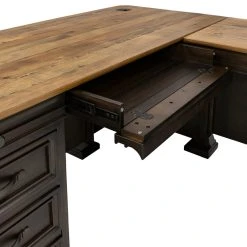 Martin Furniture Executve L-Desk And Return With Solid Wood Plank Tops, Fully Assembled, Brown -Boraam Industries Shop 5af169a500b951dd 1091 w800 h800 b0 p0