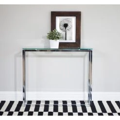 Euro Style Sandor Console Table, Clear Glass/Chrome -Boraam Industries Shop 5b8123ad0e6801bb 6131 w800 h800 b0 p0