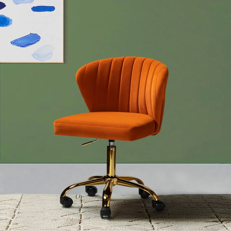 Karat Home Swivel Task Chair With Tufted Back, Orange 4 Karat Home Swivel Task Chair With Tufted Back, Orange - Image 2
