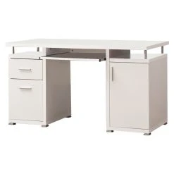 Coaster Home Furnishings Coaster White Computer Desk With 2-Drawer And Cabinet, White