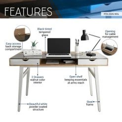Rta Products- L Techni Mobili Compact Computer Desk With Multiple Storage, Walnut -Boraam Industries Shop 5d01c81400c275bb 8907 w800 h800 b0 p0