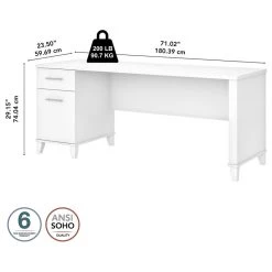 Bush Industries Somerset 72W Office Desk With Drawers, White -Boraam Industries Shop 5d510fde0f172b7d 3387 w800 h800 b1 p0
