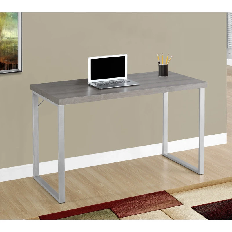 Monarch Specialties 48" Computer Desk With Silver Metal Base, Dark Taupe 5 Monarch Specialties 48" Computer Desk With Silver Metal Base, Dark Taupe - Image 3