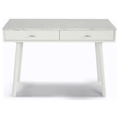 Cenports Commerce The Bianco Viola White Marble Writing Desk With White Leg TBC-4103-PT1730-WHT